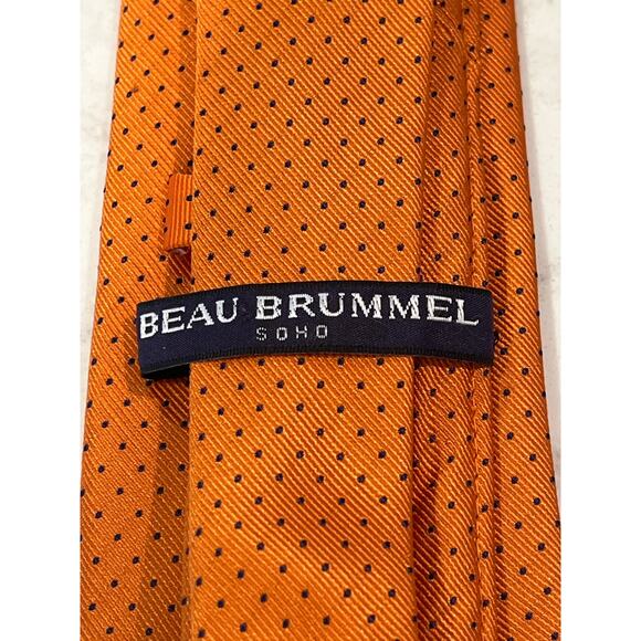 Beau Brummel Men Soho Jacquard Dots 100% Silk Career Office Tie One Size Orange - Picture 3 of 3